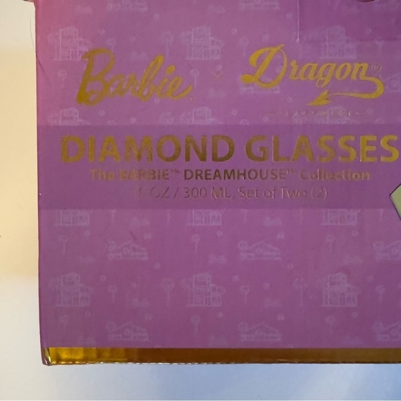 BARBIE™ X DRAGON GLASSWARE® DREAMHOUSE™ DIAMOND GLASSES
 10 oz Gold/Pink - Picture 7 of 7